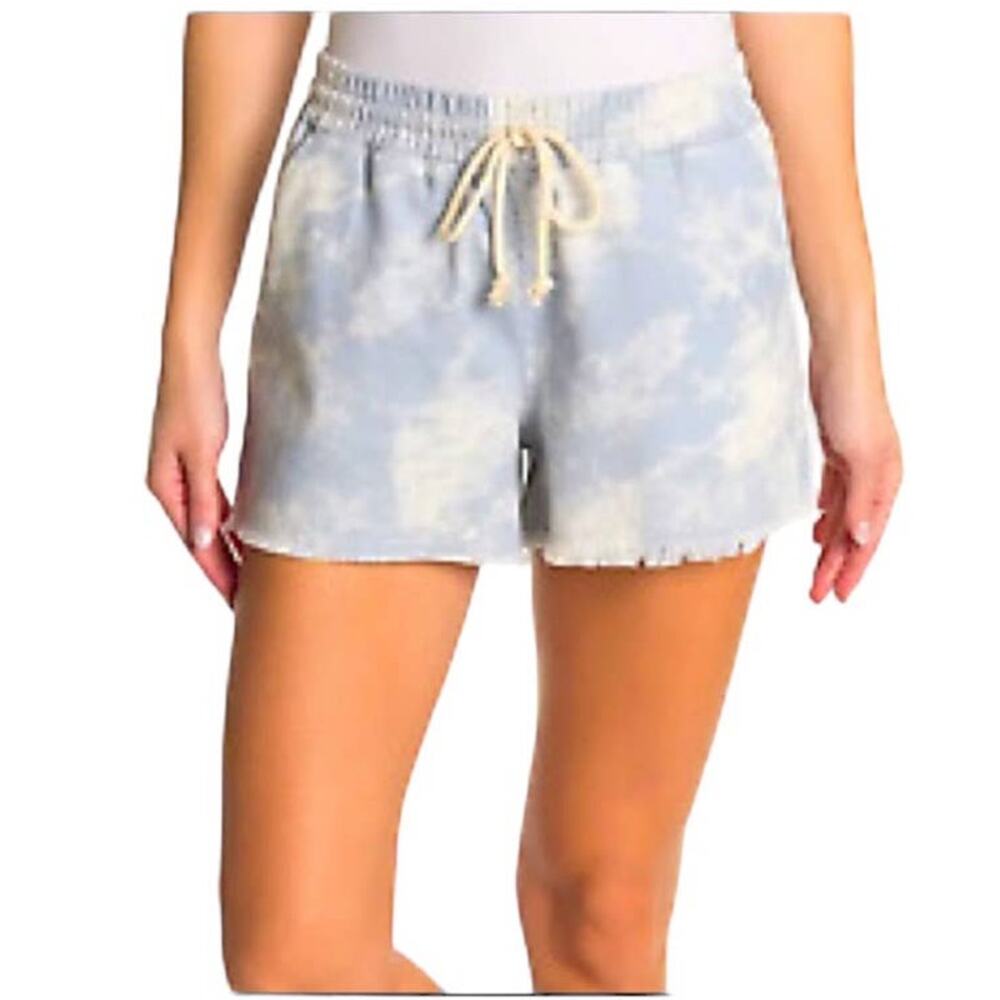 Abound shorts Tie Dye drawstring elastic pull on raw fray hem denim Medium M